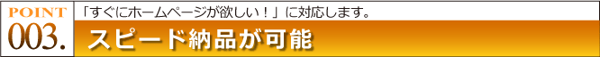 ポイント3：スピード納品が可能